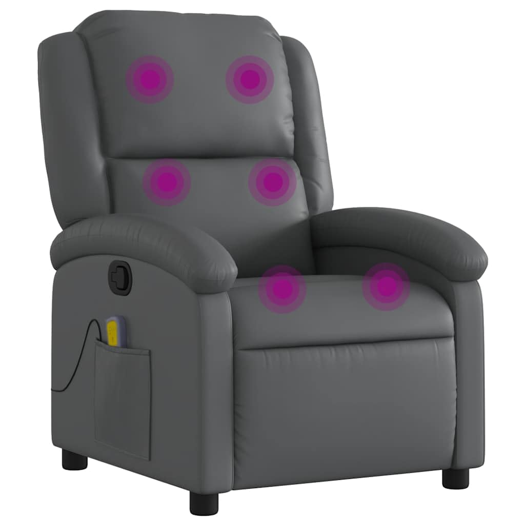 Massagesessel aus grauem Kunstleder mit Vibration