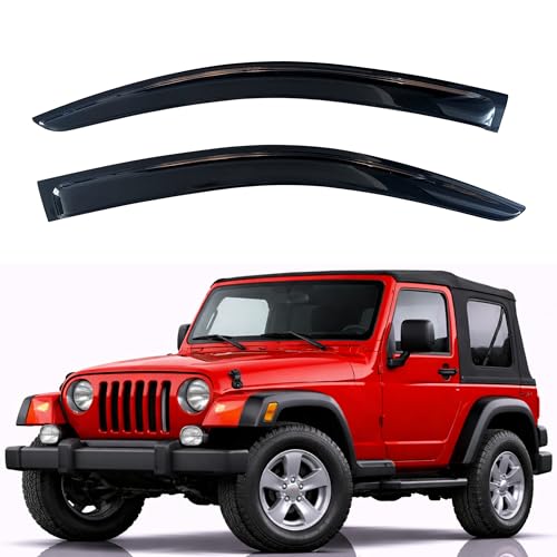 Image of KPY Rain Guards Fit for 1997-2006 Jeep Wrangler (TJ) 2-Door, Out-Channel Window Visors Vent Wind Deflectors 2PC, Car Accessories for 97-06 Wrangler (TJ) 2-Door