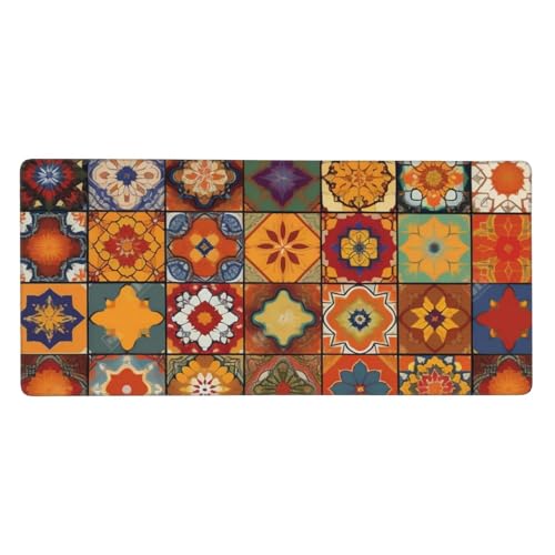 Grand tapis de souris de jeu 80x40 cm motif géométrique marocain XXL
