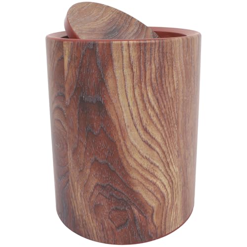 Caneca de Basura Mediana con Tapa y Acabado en Madera