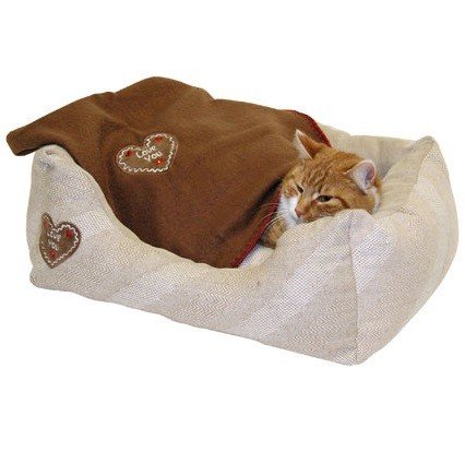 Kerbl Pet Kuschelbett Love You, beige 47x37x17cm / 50x40cm