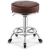 HJYXXSR Taburete Giratorio Redondo de Piel sintética con reposapiés y 5 Ruedas, Altura Ajustable, para Trabajo de Dibujo, SPA, salón, consultorio médico, Tatuaje, hogar, Coche, Tienda, masajes (F 2)