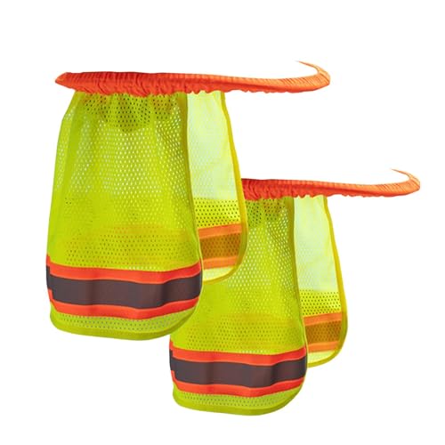 2 Piezas Parasol para Casco Duro, Protector De Sombra para El Sol del Cuello del Casco De Alta Visibilidad con Franja Reflectante, Protector De Cuello De Gorra para Trabajadores De La Construcción