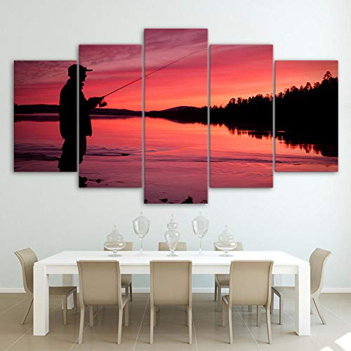 SFDHG leinwand wandbild 5Lake Fish Red S. wandbilder für wohnzimmerwanddekor Design wandwohnzimmer Home Decor-No Frame-110x60Cm Cover
