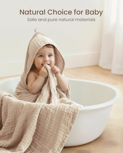 Image of 6 PCS Baby Towels and Washcloths Set, 2 PCS Baby Hooded Towels & 4 PCS Washcloths Set, Ultra Soft & Highly Absorbent Bath Bath Towel for Newborn, Infant & Toddler, Shower Gifts Essentials
