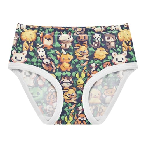 ZZKKO Cartoon Animals Pixel Style Girls Underwear Toddler Panties for Girls Comfort Brief Size 2-8T