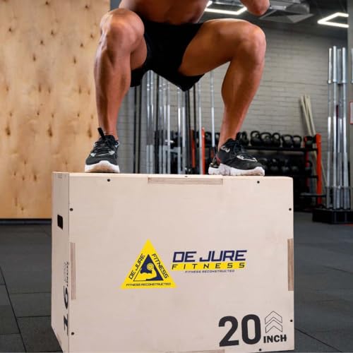 Abb Initio Gym (A De Jure Fitness Brand) Plyo Box, Wooden 3-in-1 Plyometric Jump Box for Training – Squat, Step Up, Box Jumps & More – Workout Box Size 20 Inch