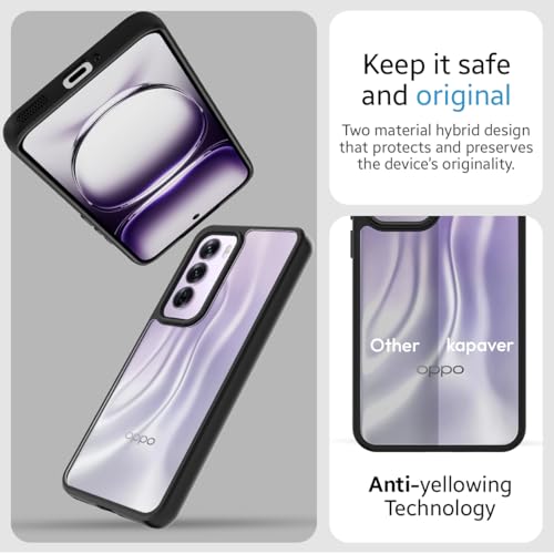 Image of KAPAVER Hybrid Clear Back Cover Case for Oppo Reno 12 Pro | Protective Shockproof Cleare Hard PC Soft Flexible Black TPU Cover