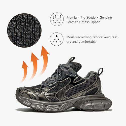 BEAU TODAY Womens Chunky Sneakers,Fashion Sneakers for Women,Lace-up Air Mesh Chunky Walking Tennis Shoes Treny Dad Sneakers2