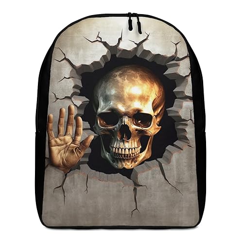 Sac à dos Halloween 3D skull au style minimaliste noir