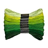 Zhenqing 8 Shades Green Gradient Embroidery Thread Set - 8 Meters Each for Hand Embroidery Sewing Crafts (Mint to Forest Ombre)(67977)