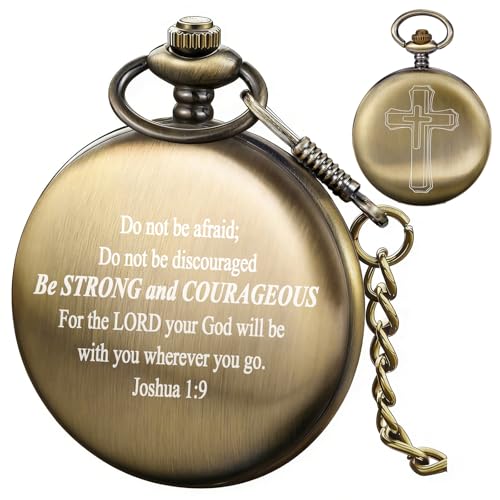 Alwesam - Alwesam Cross Bible Verse Pocket Watch - Vintage Bronze Quartz Pocket Watch with Chain - Best Deal on Amazon