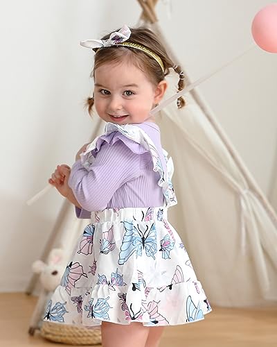 Image of Newborn Baby Girl Clothes Toddler Long Sleeve Ruffle Romper Top Infant Skirt Set Little Girl Overall Dress