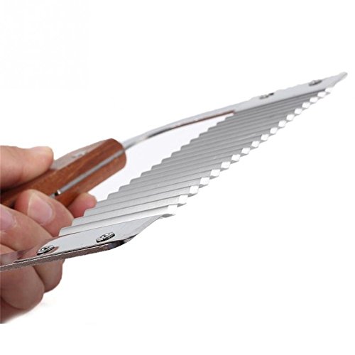 Image of CAKE DECOR Vegetable Shaver Potatoes Knife Wave Knife Cutters Crinkle Chip Cutter Tool with Stainless Steel Blade and Wooden Handle