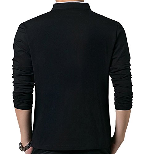 KUYIGO Men Casual Long Sleeve Polo Shirts Mandarin Collared Slim Fit Fashion Cotton Tops4