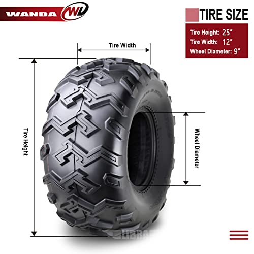 2 Wanda Atv/Utv Tires 25X12-9 305/65-9 /6Pr P306 John Deer Gator #TOP3