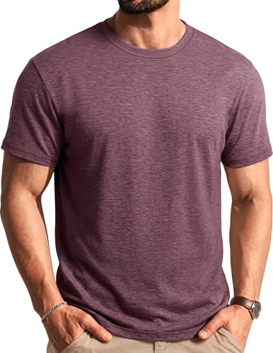 T-shirt basique bordeaux col rond en taille L Coofandy
