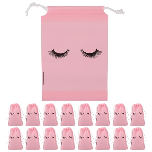 OSALADI Bolsas de Maquillaje para Pestañas 50 Unidades 13x18 Cm Rosa Mate Cordón Portátil para Almacenamiento Cosméticos Viaje Cuidado Belleza