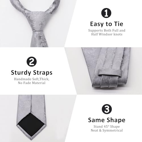 Image of Mantieqingway Floral Ties for Men, 3pcs /set Neck Tie Pocket Square Holder Set for Wedding Business Prom Party Usual
