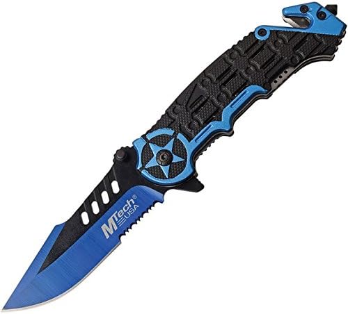 MTech MT-A1008BL Blue Aluminum Assisted Open Drop Folding Knife Pocket Folder