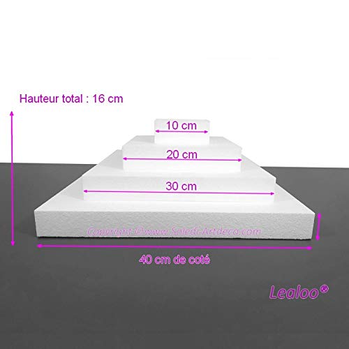 Pièce montée Carrée en polystyrène Lealoo structure design 16 cm haut - 5
