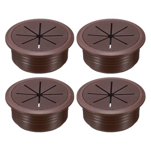uxcell 4 Pcs Desk Grommet, 2.09 inch 53mm Desk Cable Hole Cover Wire Hole Insert for Home Office Table Cabinet Cord Organizer, Coffee