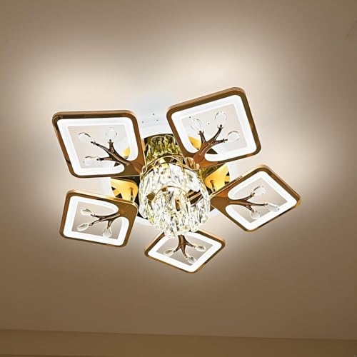 Image of Lyse Decor Elegant Movable Arm Crystal Chandelier, Chandelier for Living Room with Bluetooth, Jhoomar Light for Home Hall Bluetooth- Adjustable Brightness with Remote Control