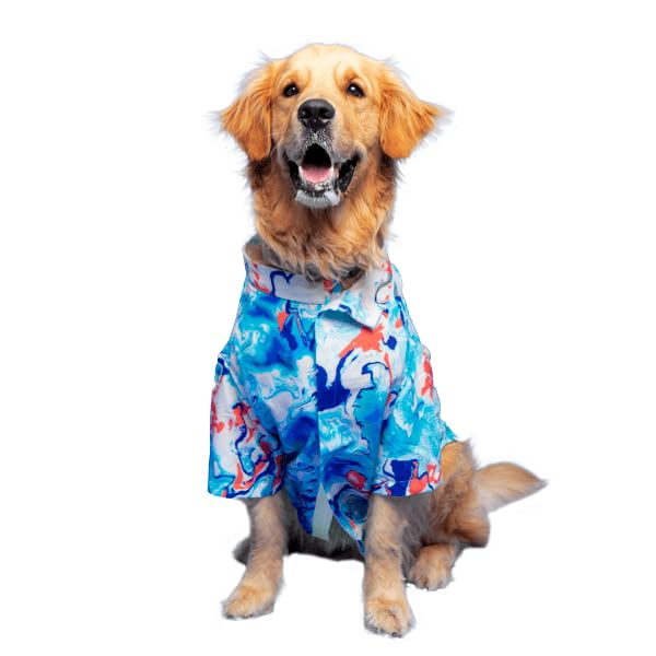 Image of Ezra Polyester Blend Dog Shirt - Fluid Art, Large | Lightweight & Breathable Outfit for Dogs | Stylish & Comfortable Pet Clothing and Outings