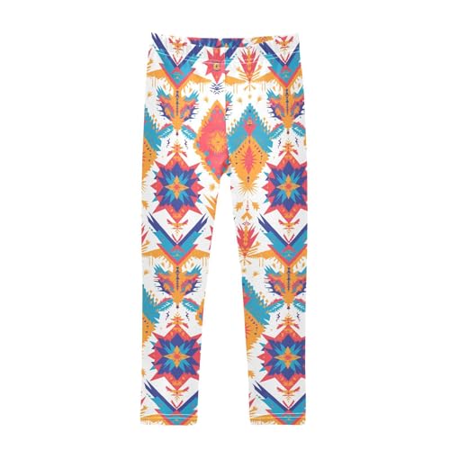 KLL Mexican Fabric Pattern Colorful Toddler Girl Leggings Fashion Full Length Leg Yoga Pants Running