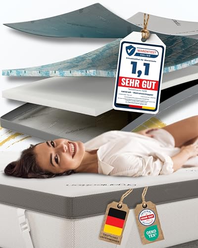 nøvera® Premium Gel Topper 90x200cm | Hohes RG 50 & H3/H4 | wolkenweicher 7-Zonen Matratzentopper 90x200cm | Oberstoff aus 100% Bio-Baumwolle | 7cm...