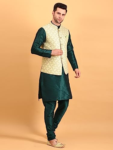 Image of Uri and MacKenzie Men's Silk Blend Kurta Pajama with Designer Ethnic Nehru Jacket /Modi Jacket