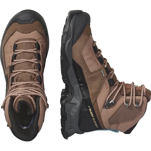 Salomon Salomon Women’s Quest Element Gore-Tex, Waterproof Neutral Leather Hiking Boots - Mocha Mousse/Pewter/Marine Blue - 10.5