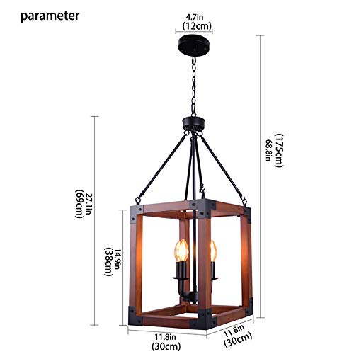 Lustre en bois retro industriel Loft E27 pour eclairage de bar et salon - 8