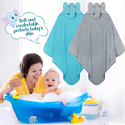 4 Pack Baby Hooded Towel Elephant Bath Towel Absorbent Soft Hooded Towels For Bathtub Washcloths Essentials Towel For Boy Girl Infant #TOP4
