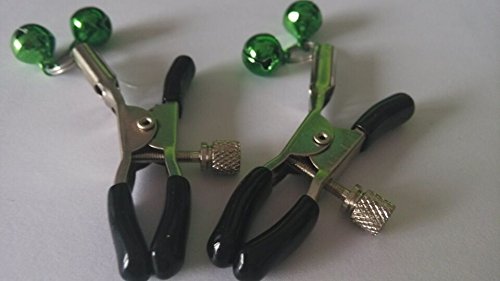 AnHua® SM Breast Vaginal Nipple Clamps Double Bells Breast Clip Massage Green-One Pair