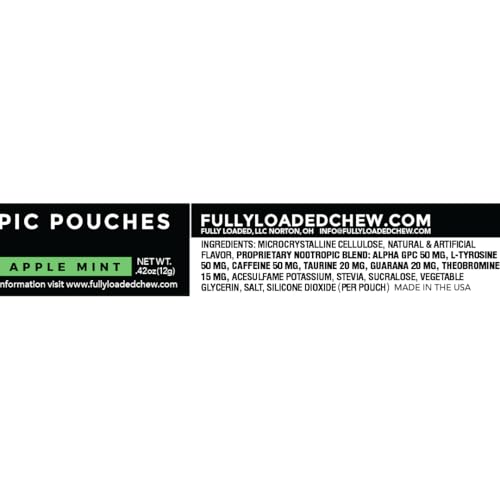 Image of Fully Loaded Alpha Fuel Nootropic Pouches (Apple Mint Fuel) - Nootropic Energy Pouches with Caffeine, Alpha GPC, Tyrosine, Taurine, Guarana and More