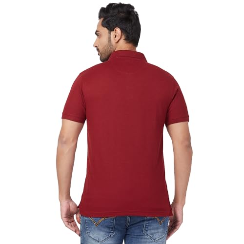 Image of Parx Men's Regular Fit Solid Pattern Polyester Blend Half Sleeve Polo Neck Casual T-Shirt
