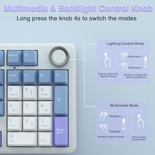 Image of AULA F99 Pro Wireless Mechanical Keyboard with Knob,Creamy Sound,Tri-Mode BT5.0 /USB-C /2.4GHz Hot Swappable Keyboard,Gasket Structure,RGB Backlit Computer Gaming Keyboards