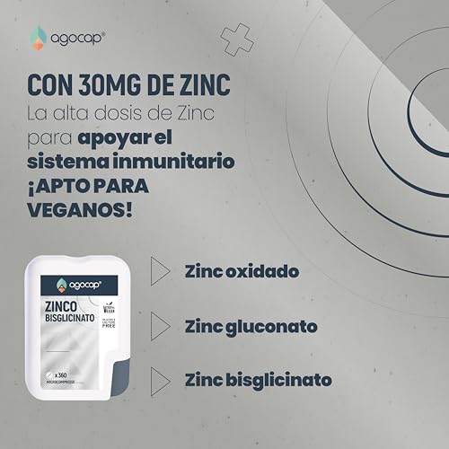 Miniatura 2 de Bisglicinato De Zinc, 360 Comprimidos 1 Año Alta Biodisponibilidad. Contribuye Al Funcionamiento Normal Del Sistema Inmunitario, Piel, Cabello Y Uñas. Apto Para Veganos, Zinc