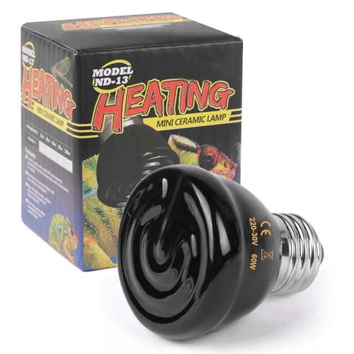 Adiwo Ampoule Céramique Chauffante Lampe 220V, E27 60W Lampe Chauffante Reptiles Noire, Durée de...