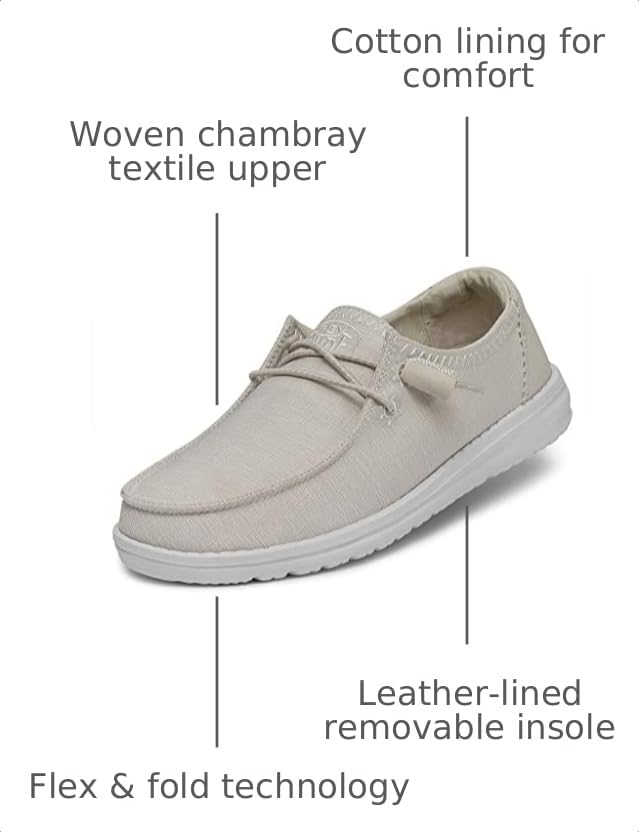 Image of HEYDUDE Wendy Star Loafers for Little, and Big Kid - Textile Upper with Lace Detailing, Removable Insole, Chic and Nice