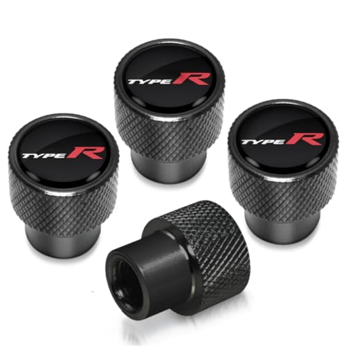 4PCS Tire Valve Stem Caps Compatible with Civic Type R car Accessories, Aluminum Tire Valve Cap Set, Corrosion Resistant (R)