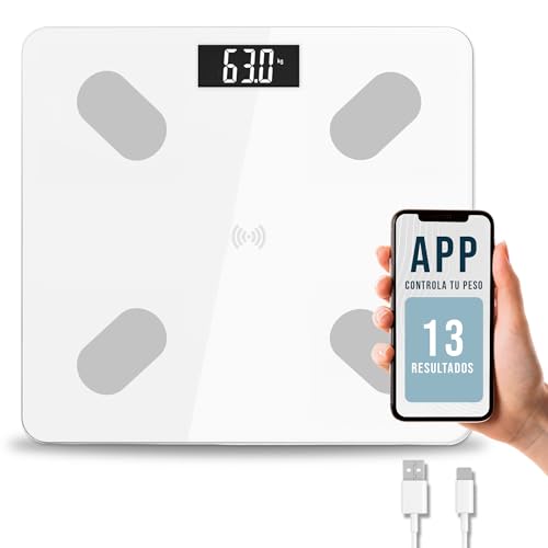 Báscula De Baño Digital Grasa Corporal, Balanza De Peso Ultra Slim Con Bluetooth Inteligente Con App De Análisis Corporal, Bascula Con Cargador Micro Usb. Blanco Báscula De Baño Digital Grasa Corporal, Balanza De Peso Ultra Slim Con Bluetooth Inteligente Con App De Análisis Corporal, Bascula Con Cargador Micro Usb. Blanco