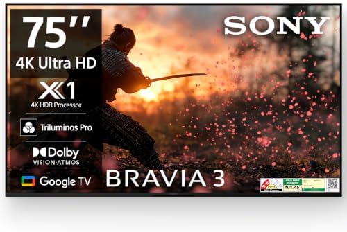 Sony BRAVIA 3 Series 189 cm (75 inches) 4K Ultra HD AI Smart LED Google TV K-75S30B (Black)