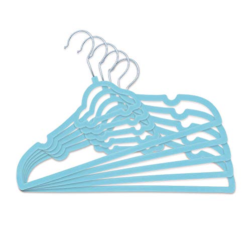 5 Cabides Infantil Aveludado Carrinho, Clingo, Azul Claro