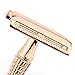 BAILI Classic 3-Piece Double Edge Safety Razor Wet Shaving for Men Women with Platinum Blade and Mirrored Travel Case Rose Gold BD178