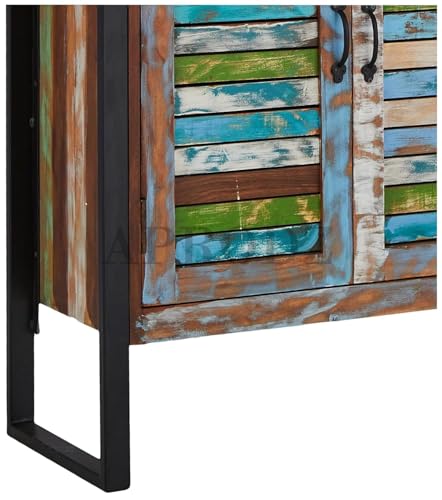 Image of APRODZ Reclaimed Wood Mauri 2-Door Shoe Cabinet with Drawer Storage Shoe Rack Organiser for Home