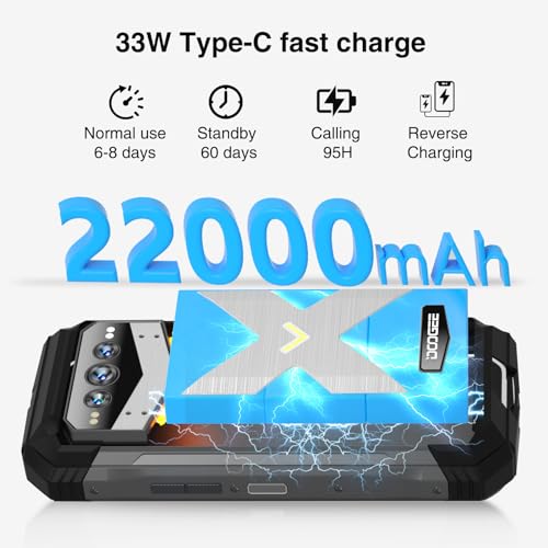 DOOGEE V MAX Plus(2024) 5G Rugged Smartphone,22000mAh 36GB+512GB Android 14 Rugged Phone,200MP+32MP+20MP Night Vision Rugged Cell Phone,6.58" FHD+120Hz IPS Screen,IP68/IP69K Waterproof Phone,NFC/OTG - Image 3