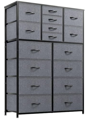 Image of EnHomee Dresser for Bedroom, Chest of Drawers with 16 Drawers, Bedroom Dresser Organizer, Tall Dressers & Chests of Drawer, Dressers Bedroom Furniture with Drawer for Closet Entryway, Fabric Dresser