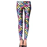  Legging élastique métallique brillant pour femme Motif écailles de poisson - Multicolore - 40